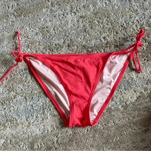 Victoria's Secret Coral Pink Tie Sides Bikini Bottoms: Large